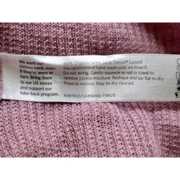 Eileen Fisher Size M Organic Linen Tencel Open Cardigan Fine Knit Rose Quartz - Picture 10 of 10